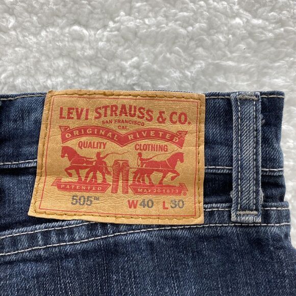 Levi's Jeans Men's 40x30 Blue 505 Regular Fit Straight Leg American Grunge Denim - Picture 10 of 16